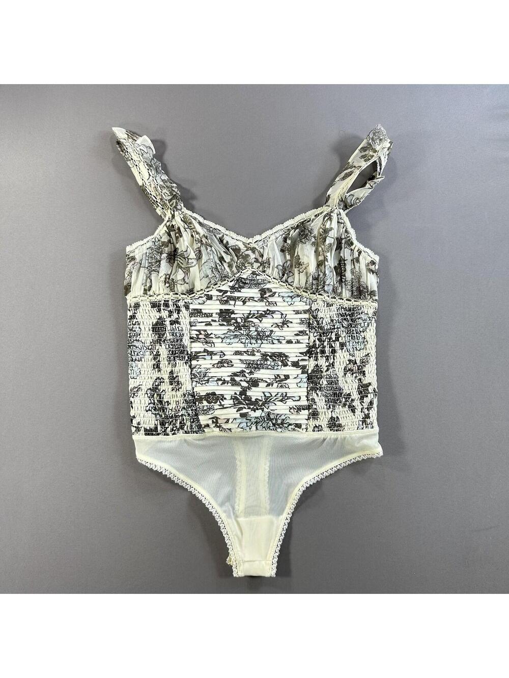 Intimately Free People NWT XS Cream - Floral Print Lace Weekend Plans Bodysuit